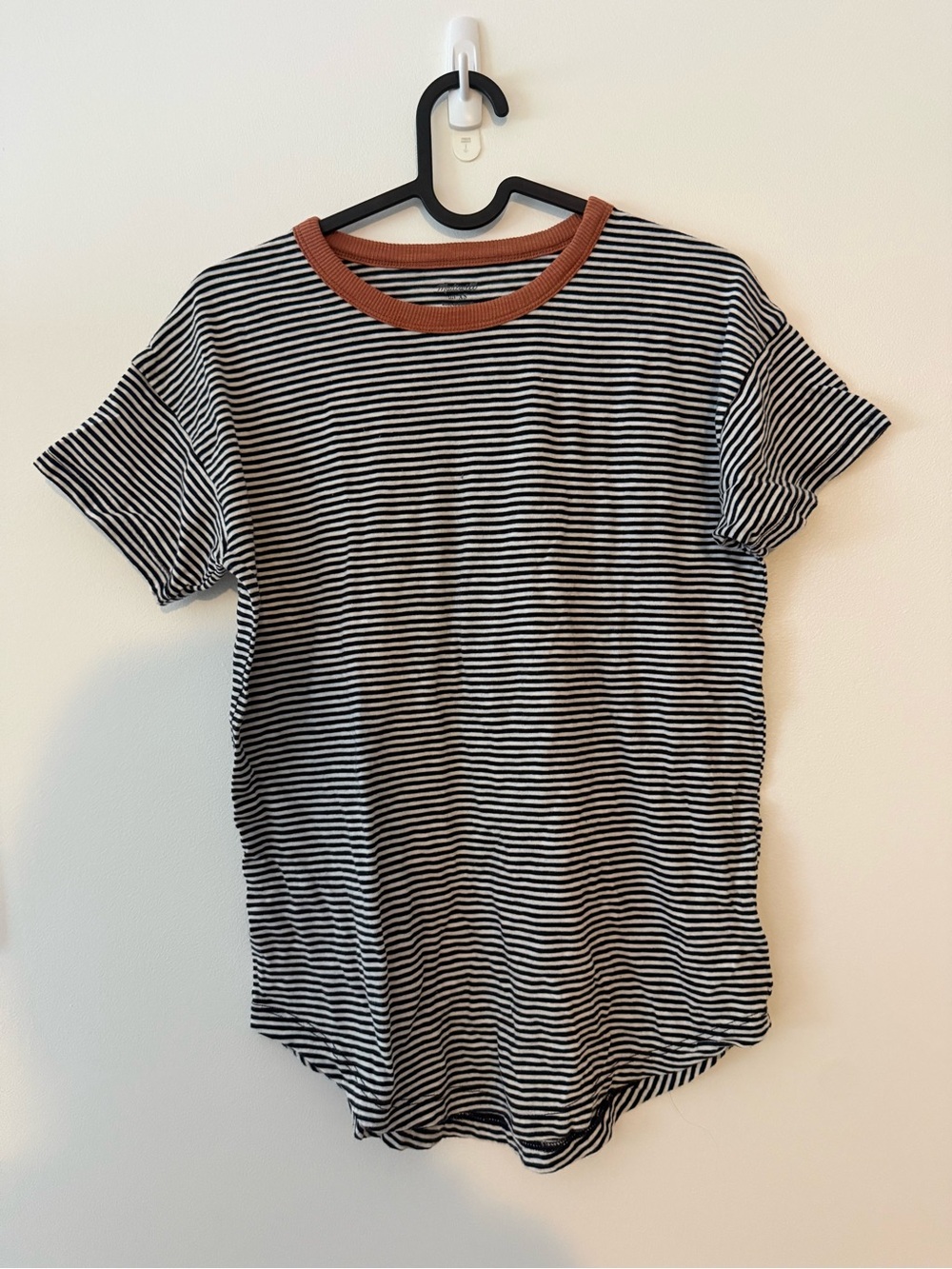 Madewell Women Striped Tee with Bronze Neckline
